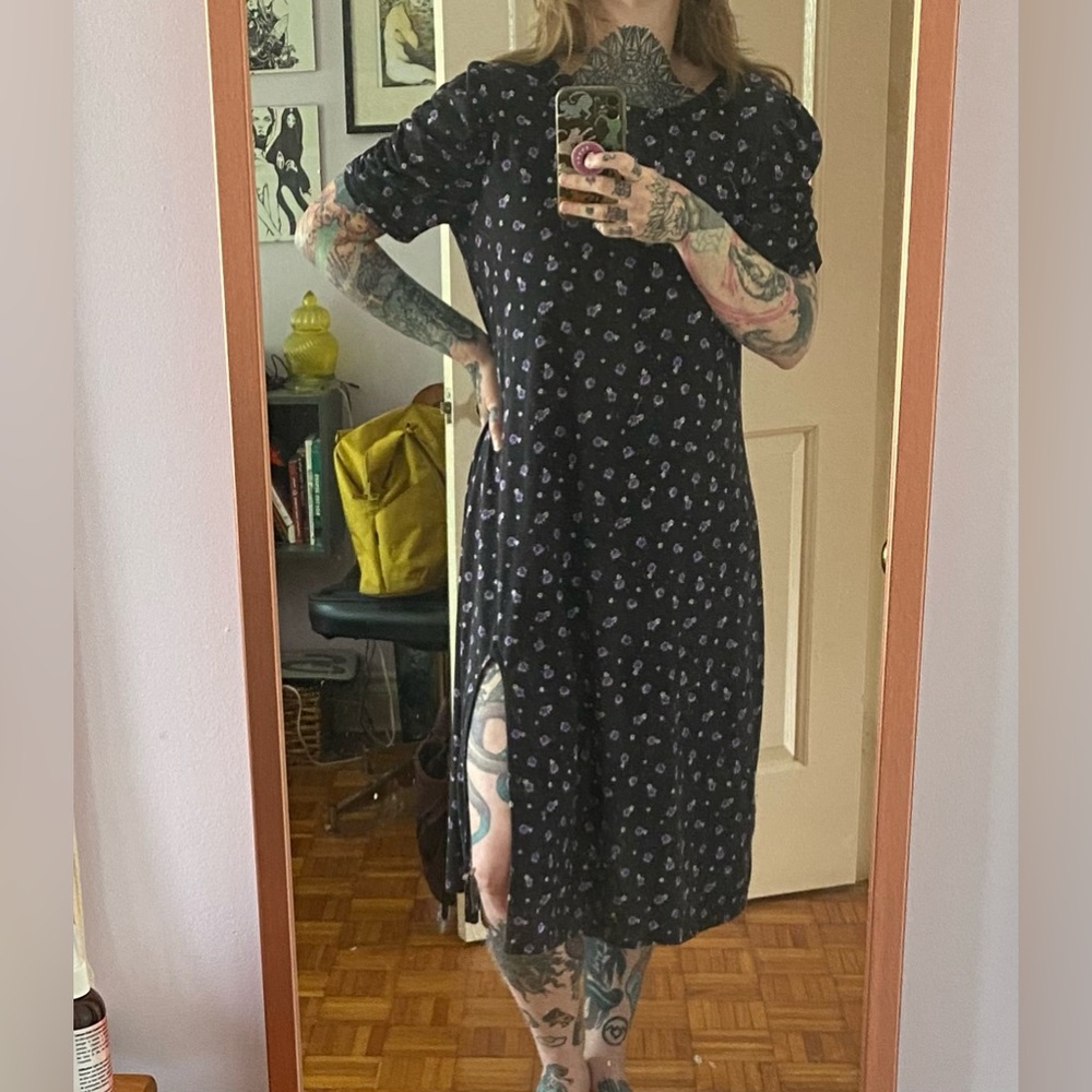 H&M purple flower slit dress